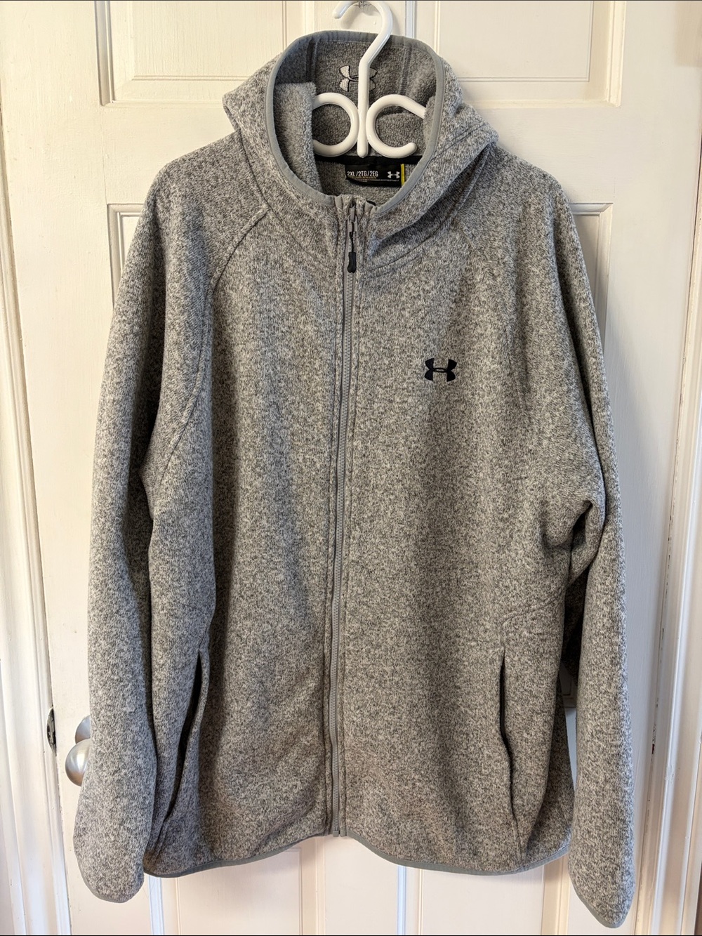 Under Armour heathered grey full zip up lightweight hoodie menโs size 2XL